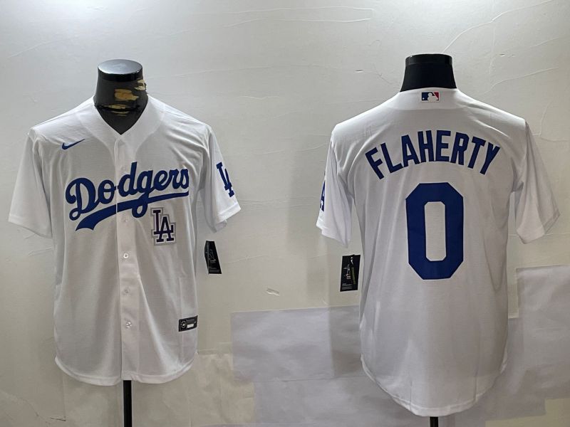 Men Los Angeles Dodgers 0 Flaherty White Game 2024 Nike MLB Jersey style 11206